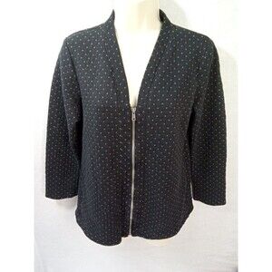 Croft And Barrow Womens‎ PM Zip Up Jacket Black And White